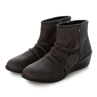 エル スポーツ ELLESPORT  軽くて歩きやすい、スエード調素材のエレガントな一足  軽量ウェッジショートブーツ　ESP14711 GRAY-TX 23.0