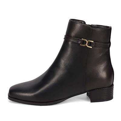 HIROKO KOSHINO 上質な羊革と足首の金具で高級感UP　ショートブーツ　HKL8006 BLACK 23.0