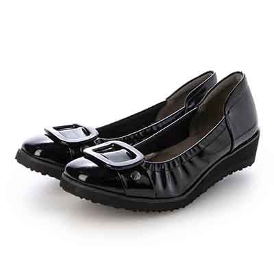 【撥水加工】HIROKO KOSHINO FEMME  超軽量で履きやすいバックルシャーリング入りパンプス  HRL2000 WHITE-S 23.0