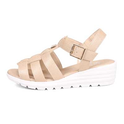 HIROKO KOSHINO FEMME　ウエッジソールグルカサンダル　HRL2006 BEIGE M　(23.0～23.5)