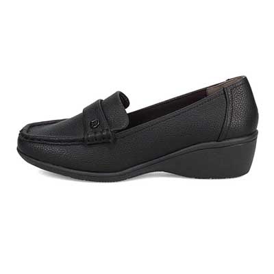 【撥水加工】HIROKO KOSHINO FEMME　超軽量ウエッジソール カジュアルモカシンパンプス　HRL2009 BLACK 23.0