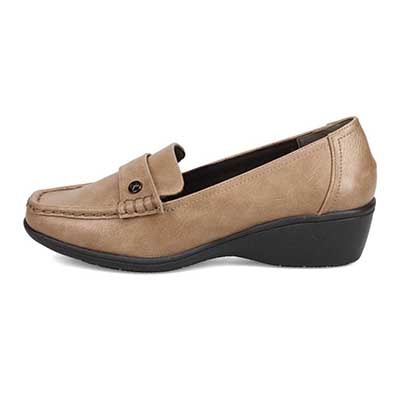 【撥水加工】HIROKO KOSHINO FEMME　超軽量ウエッジソール カジュアルモカシンパンプス　HRL2009 OAK 23.0