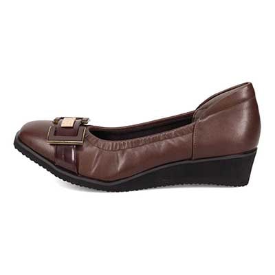 【撥水加工】HIROKO KOSHINO FEMME　超軽量、シャーリングウエッジパンプス　HRL2012 D-BROWN 23.0