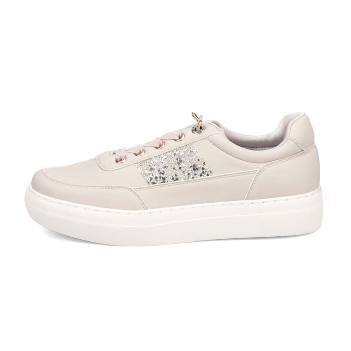 HIROKO KOSHINO FEMME ゴムのシューレースで履きやすい グリッターが華やかなスニーカー　HRL2016 GRAY 23.0