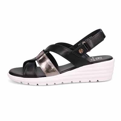 HIROKO KOSHINO FEMME クロスベルトウェッジサンダル HRL2028 BLACK 23.0