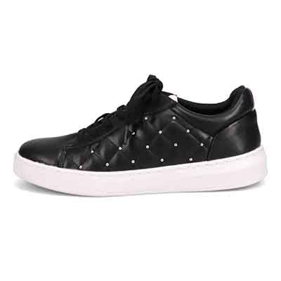 HIROKO KOSHINO FEMME サイドのキルティングとスタッズがポイントのコート系スニーカー HRL2032 BLACK 23.0