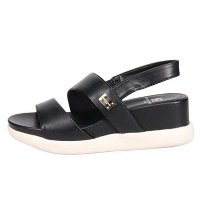 HIROKO KOSHINO FEMME 屈曲性のある6cmウェッッジソールサンダル　HRL5000 BLACK M　(23.0～23.5)