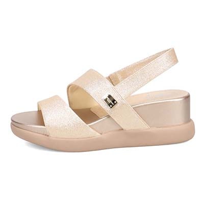 HIROKO KOSHINO FEMME 屈曲性のある6cmウェッッジソールサンダル　HRL5000 GOLD M　(23.0～23.5)