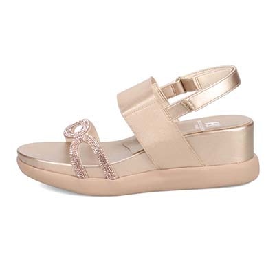 HIROKO KOSHINO FEMME 屈曲性のある 6cmウェッッジソールデザインサンダル　HRL5002 BEIGE M　(23.0～23.5)