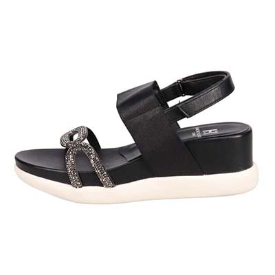 HIROKO KOSHINO FEMME 屈曲性のある 6cmウェッッジソールデザインサンダル　HRL5002 BLACK M　(23.0～23.5)