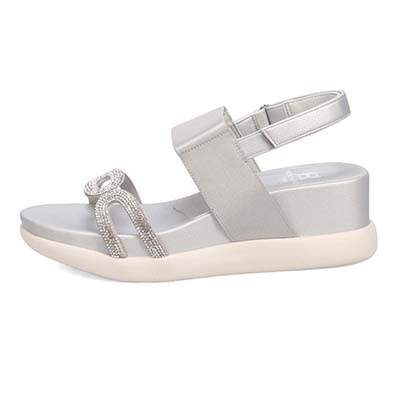 HIROKO KOSHINO FEMME 屈曲性のある 6cmウェッッジソールデザインサンダル　HRL5002 SILVER M　(23.0～23.5)