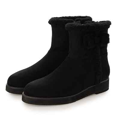 HIROKO KOSHINO FEMME ライニングがフェイクファーの温かいムートン風ブーツ HRL5015 BLACK 23.0