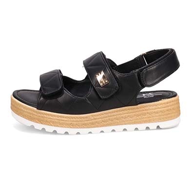 HIROKO KOSHINO FEMME キルティング&ジュート風の厚底ソールが大人可愛いサンダル　HRL6000 BLACK M　(23.0～23.5)