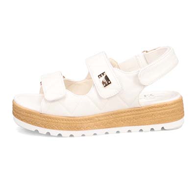 HIROKO KOSHINO FEMME キルティング&ジュート風の厚底ソールが大人可愛いサンダル　HRL6000 IVORY M　(23.0～23.5)