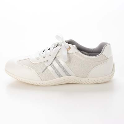HIROKO KOSHINO FEMME キラキラ輝くメッシュに心躍る。バレエスニーカー　HRL7000 WHITE 23.0