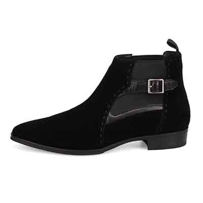 ランバンコレクション LANVIN COLLECTION 「Recovery Shiatsu Insole」搭載で指圧効果により血行をよくする。本革サイドゴアブーツ　LV1022XR BLACK-SILKY 25