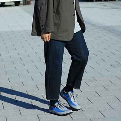 マドラス madras 特許 リカバリーメタインソール搭載  レザースニーカー　M500MT L-GRAY/L-BLUE 25.0