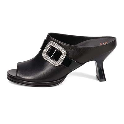 マドラス madras 特許 リカバリーメタインソール搭載  7ｃｍストーム入りビジューミュールサンダル MAL9125SMT BLACK M（23～23.5ｃｍ）