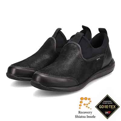 【GORE-TEX】マドラスウォーク madras Walk 「Recovery Shiatsu Insole」搭載で指圧効果により血行をよくする。スニーカー感覚で普段履きにもピッタリ！ さまざまなスタイルにも合うスリッポンスニーカー  MWL1006R BLACK 23.0