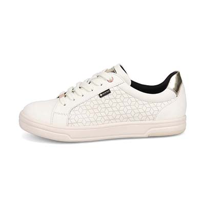 【GORE-TEX】マドラスウォーク madras Walk　幾何学模様レースアップ レザースニーカー  MWL1022C WHITE-METALLIC 23