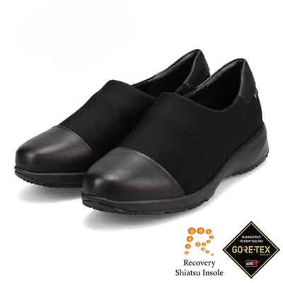 【GORE-TEX】マドラスウォーク madras Walk 「Recovery Shiatsu Insole」搭載で指圧効果により血行をよくする。　防水・透湿機能を兼ね備えたゴアテックス・ストレッチシューズ　MWL1201R BLACK 23.0
