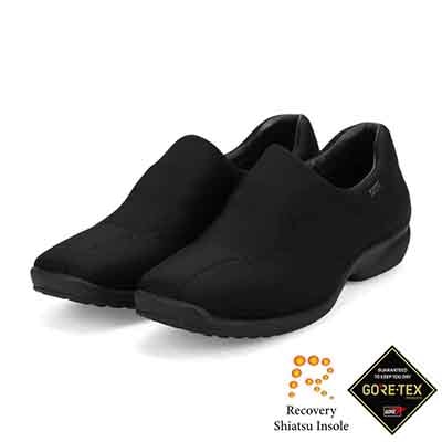 【GORE-TEX×防滑】madras Walk「Recovery Shiatsu Insole」搭載　指圧効果により血行をよくする。スクエアトゥスリッポンシューズ MWL4071R BLACK 23.0