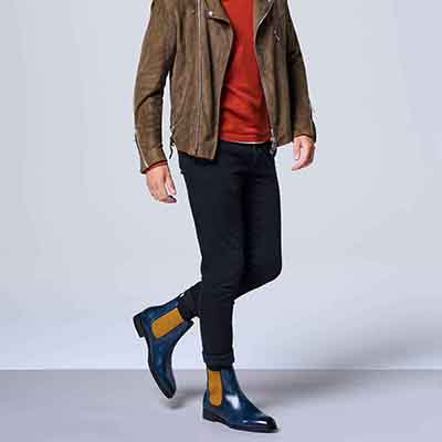 マドラス madras 特許 リカバリーメタインソール搭載  サイドゴアブーツ  SPM448MT NAVY 25.0