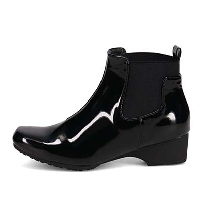 ソフトステップ SOFT STEP 雨の日も安心♪レイン対応ショートゴアブーツ BLACK-ENAMEL 23.0