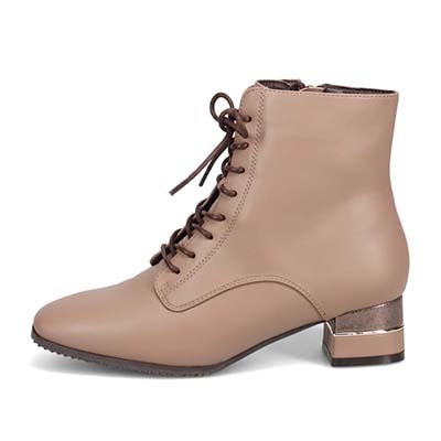 【撥水加工】テーン tehen メタルプレート入りのヒールがポイント♪トレンドアイテム・レースアップブーツ　TN1766A OAK 23.0