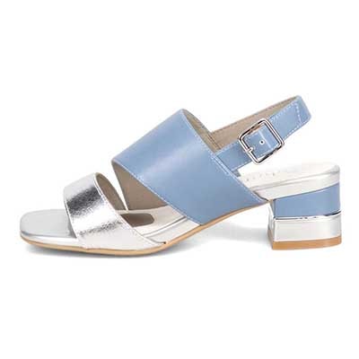 テーン tehen オシャレなヒールもポイント。甲深アシンメトリーカットサンダル　TN1794V SILVER/BLUE 23.0