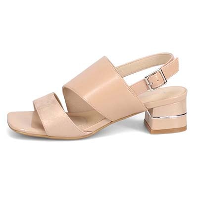 テーン tehen オシャレなヒールもポイント 甲深アシンメトリーカットサンダル　TN1794 BEIGE/C 23.0