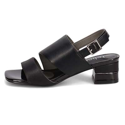 テーン tehen オシャレなヒールもポイント 甲深アシンメトリーカットサンダル　TN1794 BLACK/C 23.0