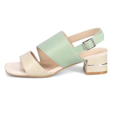 テーン tehen オシャレなヒールもポイント 甲深アシンメトリーカットサンダル　TN1794 BEIGE/C 23.0