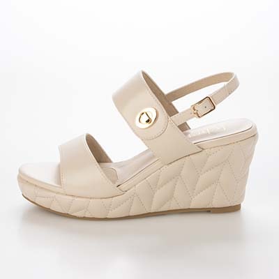 テーン tehen 高級感あふれる質感と、安定の7.5cmヒールで夏のお出かけをエレガントに。ウェッジサンダル　TN1808 BEIGE 23.0