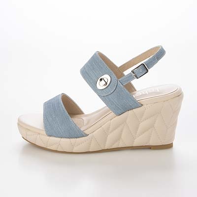 テーン tehen 高級感あふれる質感と、安定の7.5cmヒールで夏のお出かけをエレガントに。ウェッジサンダル　TN1808 BLUE 23.0