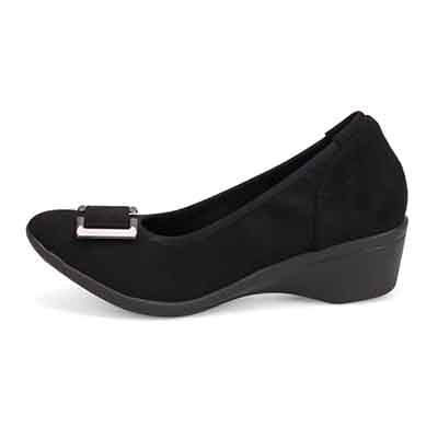 【撥水仕様】テーン tehen 5cmヒールのバックルパンプス TN4030 BLACK-SILKY M(23.0cm相当)