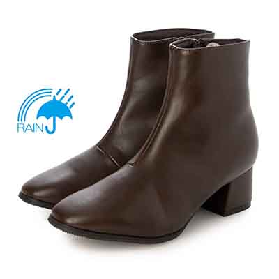 【4cm4時間防水設計】テーン tehen 現代的シルエットの5.0cmヒールショートブーツ TN4031 D-BROWN 23.0