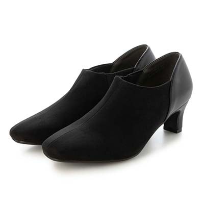 テーン tehen スクエアトゥ×5.5cmヒールで大人のきれいめスタイルに　すっきり美シルエットブーティ　TN5512 BLACK-SILKY 23.0