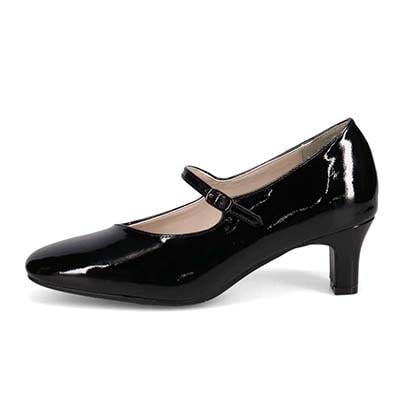 テーン tehen 甲ストラップ付　5.5cmヒールベーシックパンプス　TN5514 BLACK-ENAMEL 23