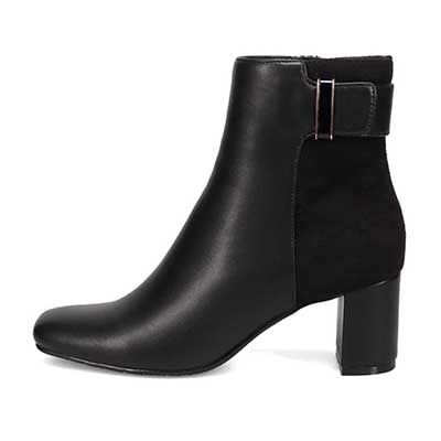 【撥水仕様】テーン tehen サイドの金具がポイント　キレイ目ショーツブーツ　TN6701 BLACK-SILKY 23.0