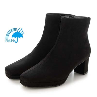 【撥水加工】テーン tehen  太ヒール×厚底で歩きやすく、きれいめにもカジュアルにも◎  ショートブーツ　TN6703 BLACK-SILKY 23.0