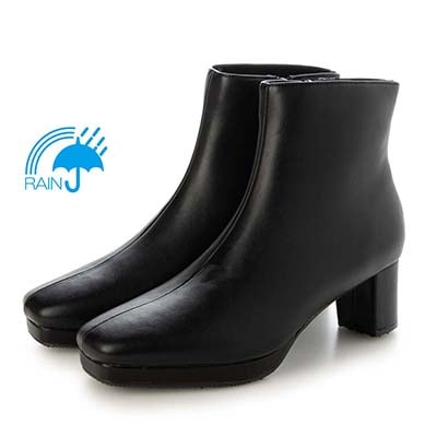 【撥水加工】テーン tehen  太ヒール×厚底で歩きやすく、きれいめにもカジュアルにも◎  ショートブーツ　TN6703 BLACK-SILKY 23.0