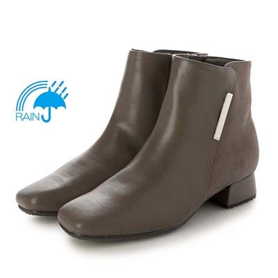 【撥水加工】テーン tehen スクエアトゥショートブーツ｜きらり金具がアクセント◎上品×歩きやすい大人のきれいめブーツ　スクエアトゥショートブーツ　TN6704 OAK 23.0