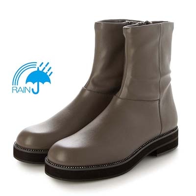 【撥水加工】テーン tehen  ビジュー付きソールで上品おしゃれ  3.5cmヒールで歩きやすい一足  カジュアルショートブーツ　TN6707 BLACK 23.0