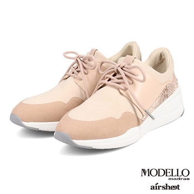 モデロ MODELLO 今まで感じたことのない履き心地♪ 『airshoot』シリーズ  ストレッチレースアップスニーカー　DML10107 BEIGE/C 23.0