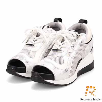 モデロ MODELLO 「リカバリーインソール」搭載で指圧効果により血行を115％促進。Recoveryヒールスニーカーサンダル　DML1940R SILVER 23.0