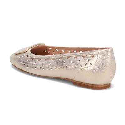 モデロ MODELLO 涼しげなカットワークのバックル付きスクエアバレエシューズ　DML3101 GOLD 23.0