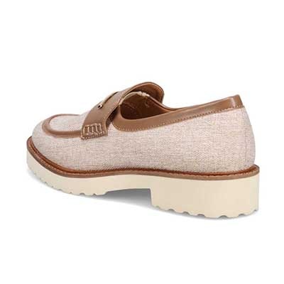 【撥水仕様】モデロ MODELLO 「リカバリーインソール」搭載で指圧効果により血行を115％促進。バー金具付き Recovery厚底ローファー　DML6061R BEIGE/C 23.0