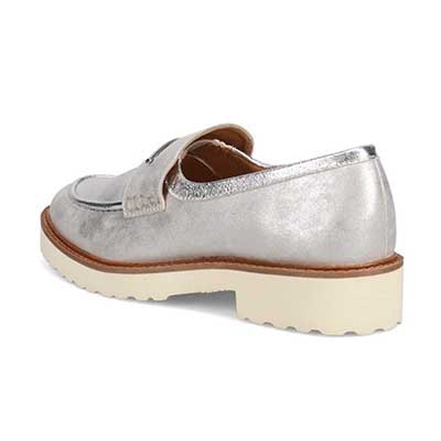 【撥水仕様】モデロ MODELLO 「リカバリーインソール」搭載で指圧効果により血行を115％促進。バー金具付き Recovery厚底ローファー　DML6061R SILVER 23.0