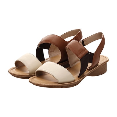 定番モールドソールで歩きやすく♪太めステッチがポイント♪カジュアルサンダル DML7115 BROWN-MULTI M　(23.0～23.5)